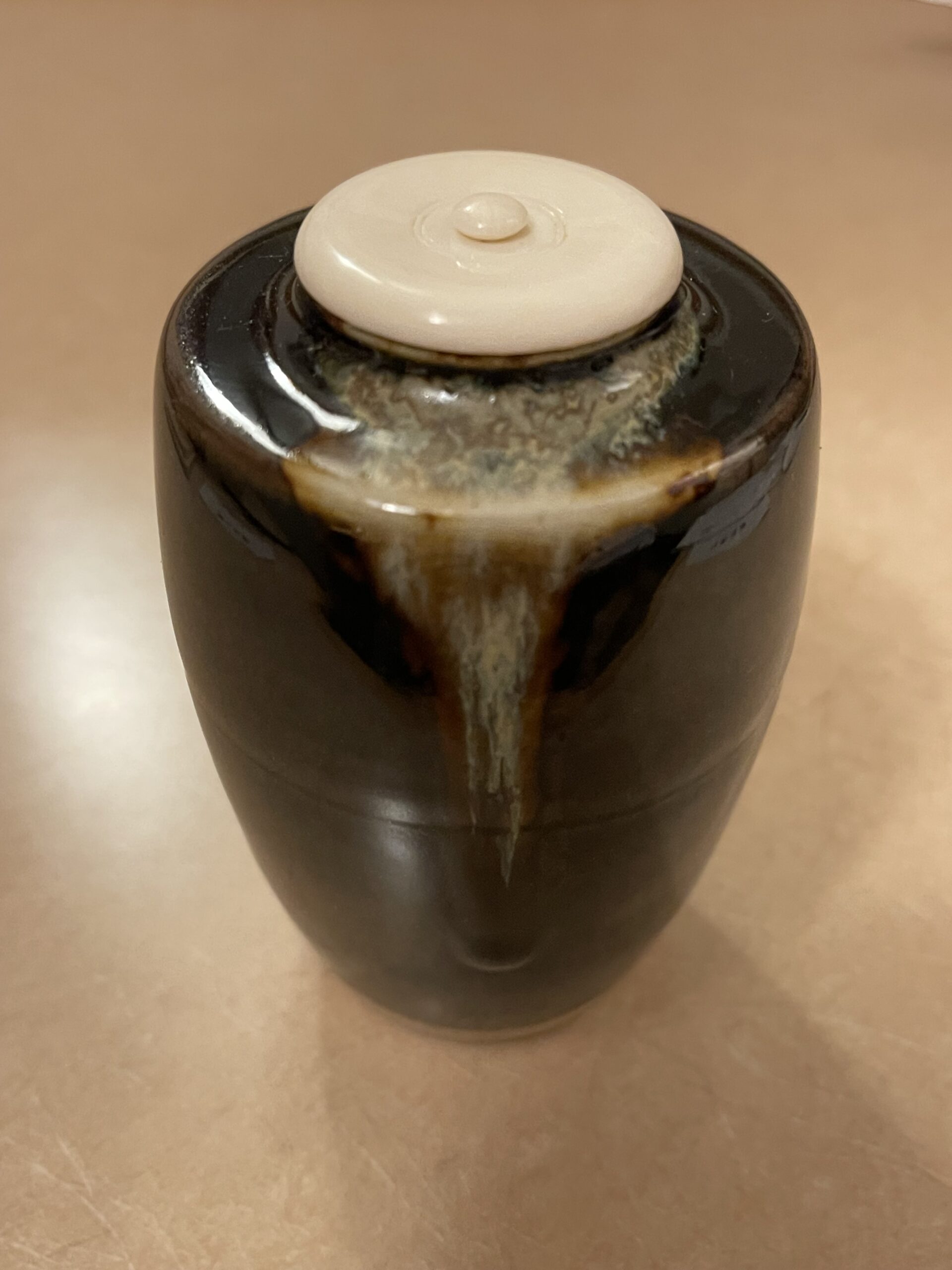 ★真美★u596 膳所陽炎園 造 膳所肩衝茶入 茶道具 送料込逢絢亭茶道具 茶入 膳所焼 肩衝 伝統的な蓋 仕覆付 陽炎園 共箱入り